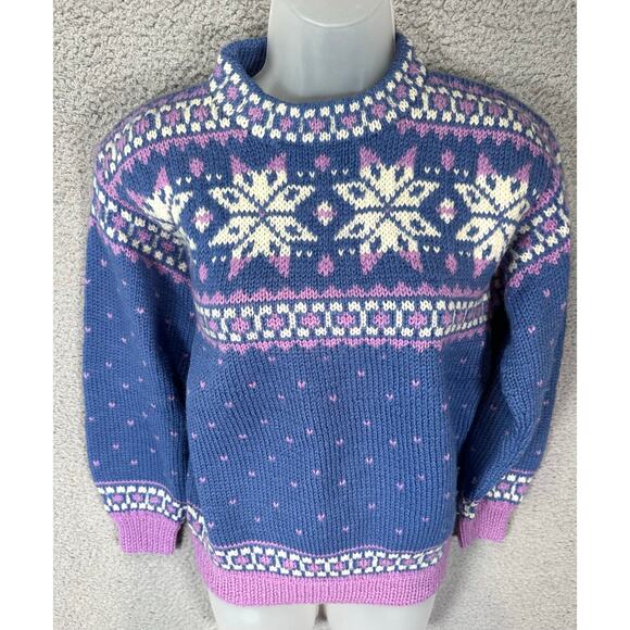 Vintage Icelandic Design Sweater Hand Knit Norwegian Wool Women's Small Grandma - Picture 2 of 9